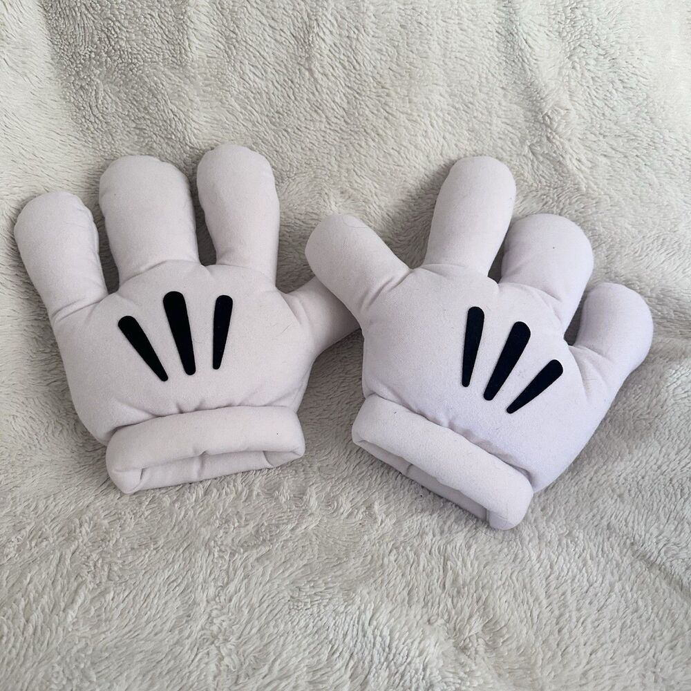Disney Parks Mickey Minnie Mouse White Gloves Hands Soft Plush Halloween Costume